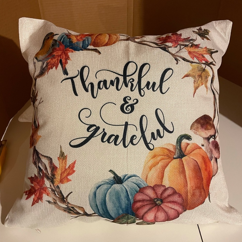 Thankful and Grateful Throw Pillow